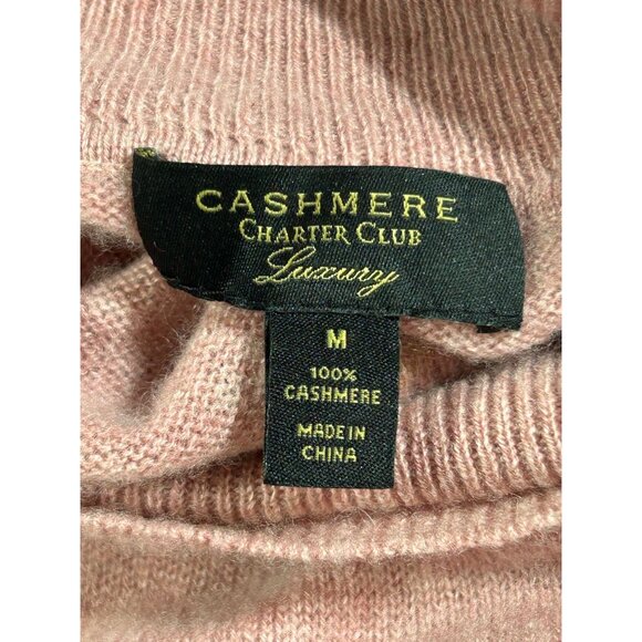Charter Club Women's Pink Luxury Cashmere Turtleneck Pullover Sweater Sz M 3058 - Picture 6 of 11